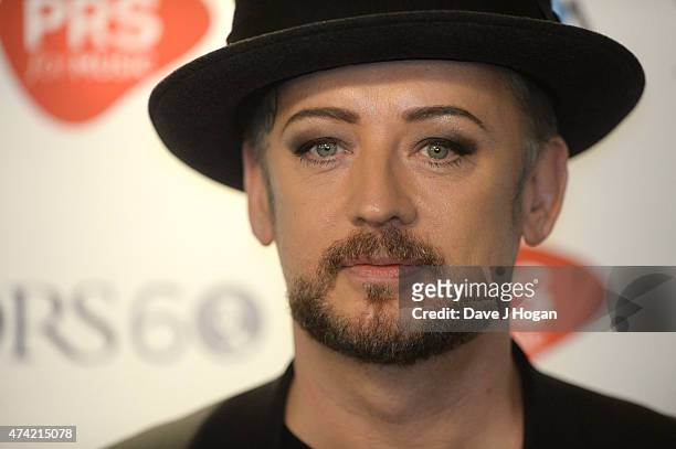 Boy George attends the Ivor Novello Awards at The Grosvenor House Hotel on May 21, 2015 in London, England.