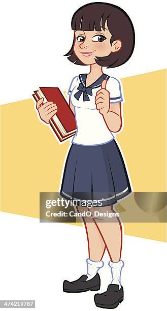 asian student - thumbs up - korean school uniform stock illustrations