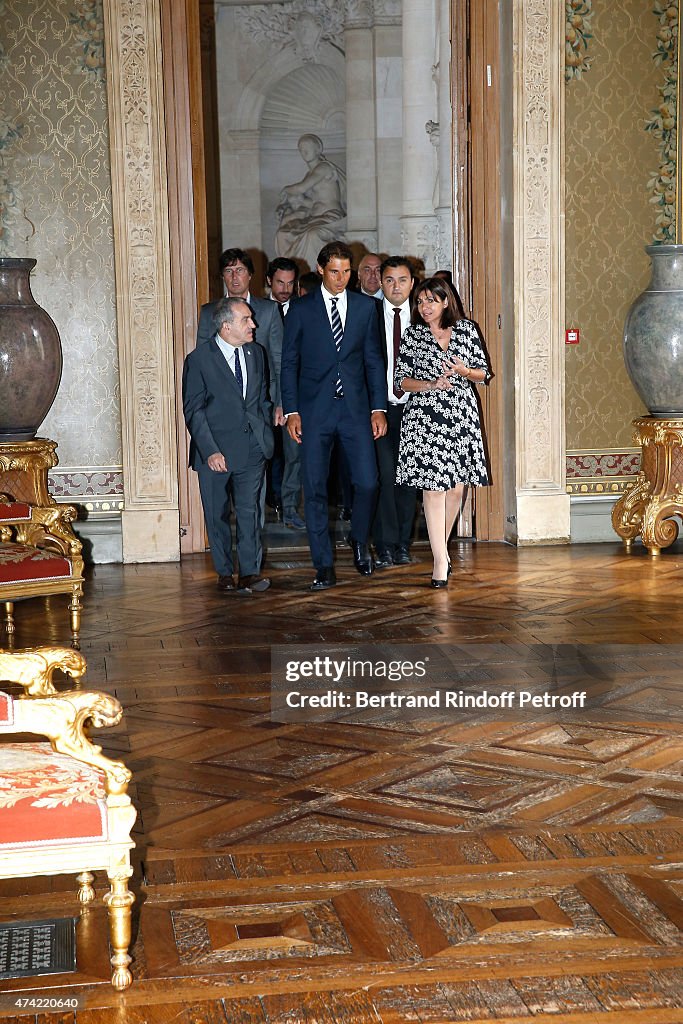 Anne Hidalgo Awards The 'Grand Vermeil' Medal To Rafael Nadal At Mairie De Paris