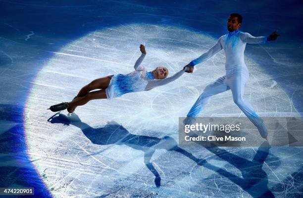 Aliona Savchenko and Robin Szolkowy of Germany perform during the Figure Skating Exhibition Gala at Iceberg Skating Palace on February 22, 2014 in...