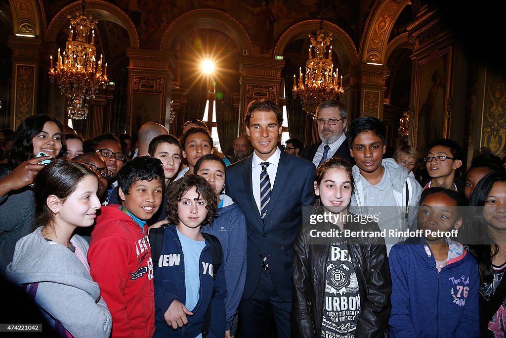 Anne Hidalgo Awards The 'Grand Vermeil' Medal To Rafael Nadal At Mairie De Paris