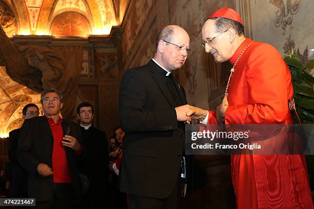 Newly appointed cardinal Beniamino Stella greets visitors in the Apostolic Palace during the courtesy visits in the Apostolic Palace on February 22,...
