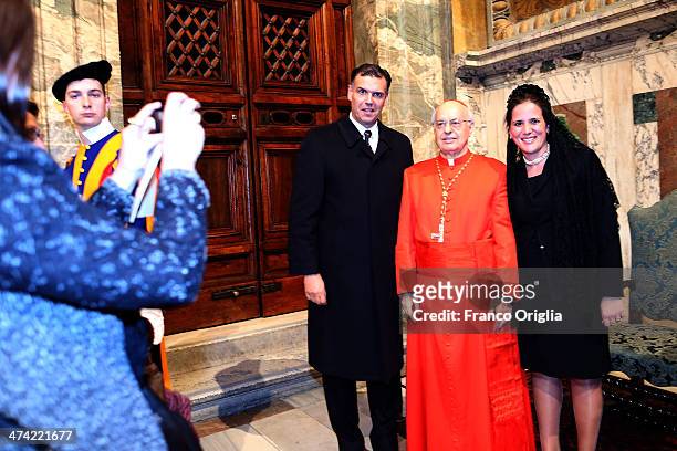 Newly appointed cardinal Lorenzo Baldisseri greets visitors in the Apostolic Palace during the courtesy visits in the Apostolic Palace on February...