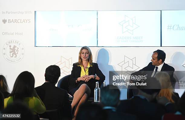 President of Onexim Sports and Entertainment/Blooklyn Nets Irina Pavlova speaks during the Leaders Event at Stamford Bridge on May 21, 2015 in...