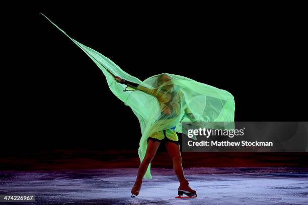 Adelina Sotnikova of Russia skates during the Figure Skating Exhibition Gala on Day 15 of the Sochi 2014 Winter Olympics at Iceberg Skating Palace on...