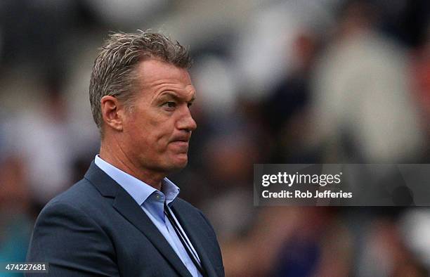 Blues coach John Kirwan during the round two Super Rugby match between the Highlanders and the Blues at Forsyth Barr Stadium on February 22, 2014 in...