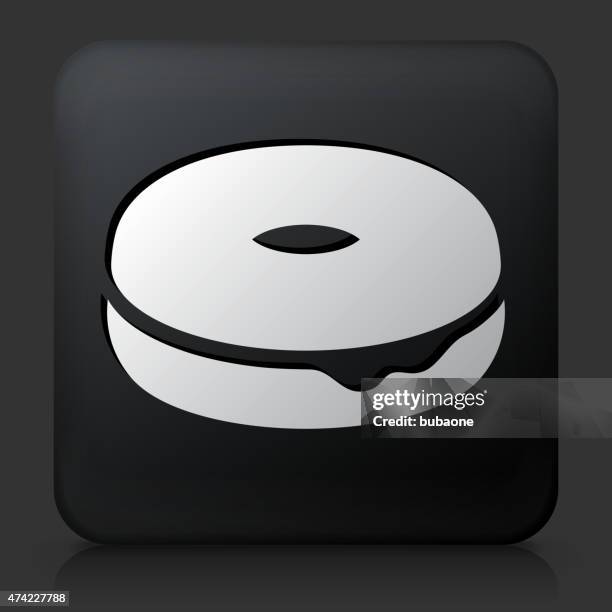 black square button with donut icon - jello stock illustrations