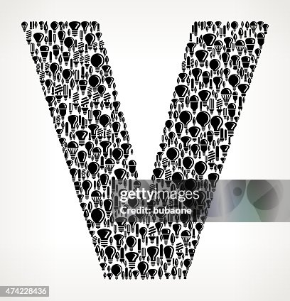 Letter V on Vector Lightbulb Pattern Background Letter V on Vector Lightbulb Pattern Background