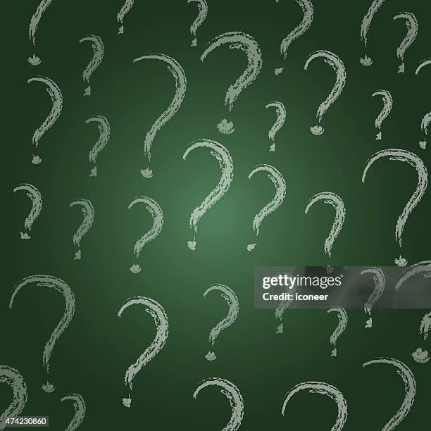 question marks on green blackboard wall - question mark pattern stock illustrations