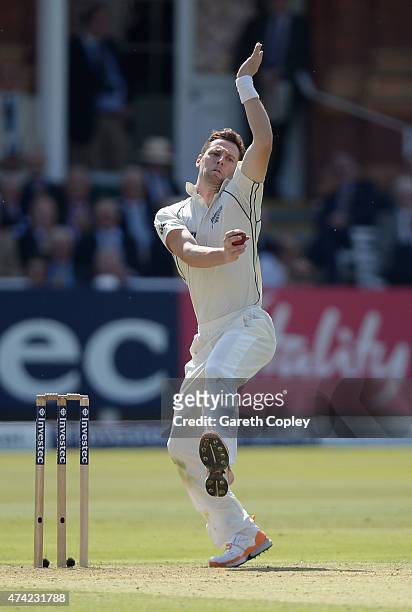 Matt Henry of New Zealand bowls during day one of 1st Investec Test match between England and New Zealand at Lord's Cricket Ground on May 21, 2015 in...