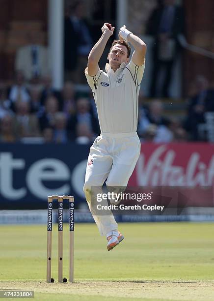 Matt Henry of New Zealand bowls during day one of 1st Investec Test match between England and New Zealand at Lord's Cricket Ground on May 21, 2015 in...