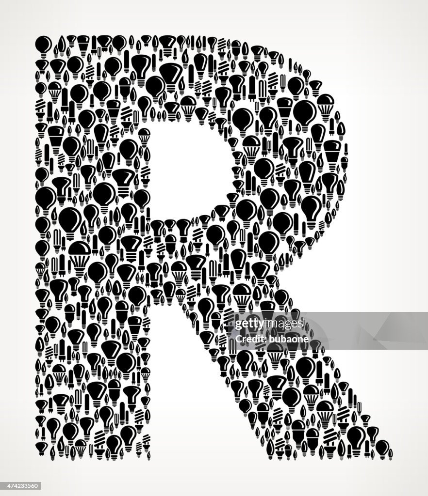 Letter R On Vector Lightbulb Pattern Background High-Res Vector Graphic ...