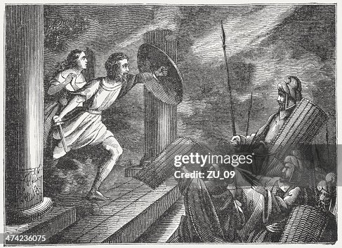 Death of Alcibiades (404 BC), wood engraving, published 1864 Death of Alcibiades (404 BC), wood engraving, published 1864