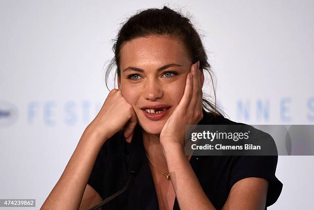 Aomi Muyock attends the press conference for "Love" during the 68th annual Cannes Film Festival on May 21, 2015 in Cannes, France.