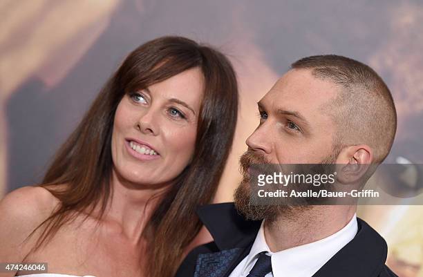Actor Tom Hardy and writer Kelly Marcel arrive at the Los Angeles premiere of 'Mad Max: Fury Road' at TCL Chinese Theatre IMAX on May 7, 2015 in...