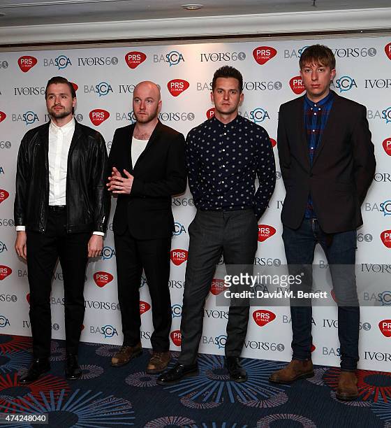Hayden Thorpe, Tom Fleming, Ben Little and Chris Talbot attend the 2015 Ivor Novello Awards at The Grosvenor House Hotel on May 21, 2015 in London,...