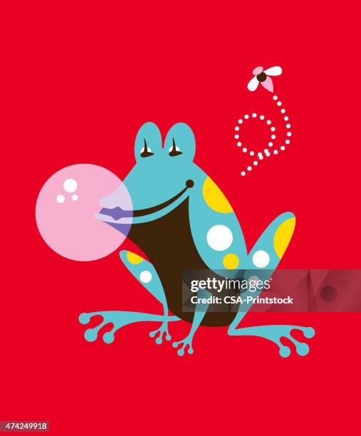 frog blowing bubble - toad stock illustrations