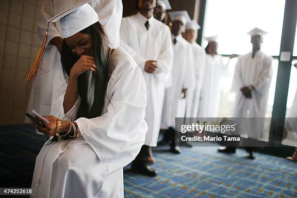 McDonogh Senior High School graduates gather at their commencement at the Ernest N. Morial Convention Center on May 14, 2015 in New Orleans,...