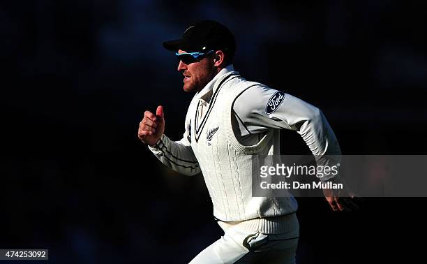 Corey Anderson of New Zealand races after the ball during day one of the 1st Investec Test match between England and New Zealand at Lord's Cricket...