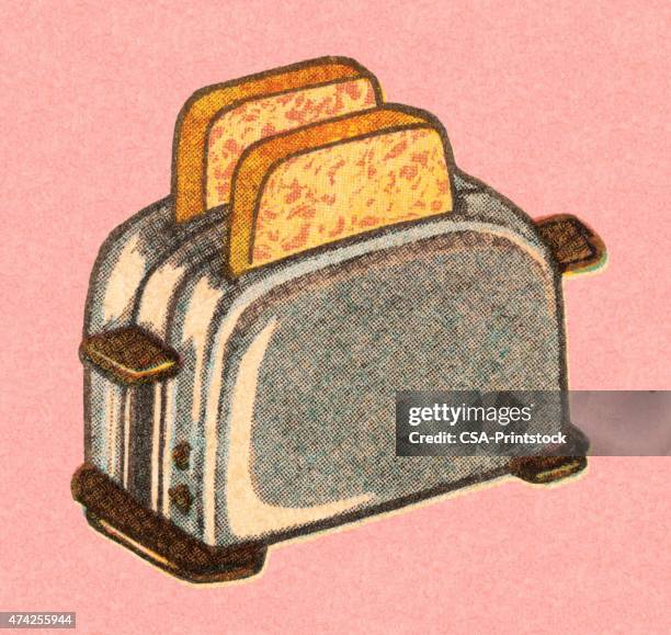 bread in toaster - toaster stock illustrations