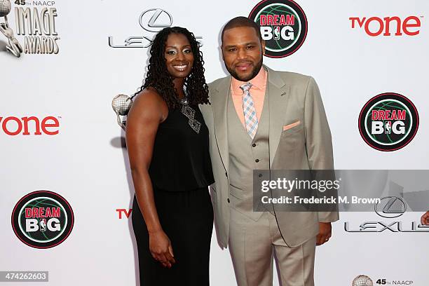 Actor Anthony Anderson and wife Alvina Stewart attend the 45th NAACP Image Awards presented by TV One at Pasadena Civic Auditorium on February 22,...