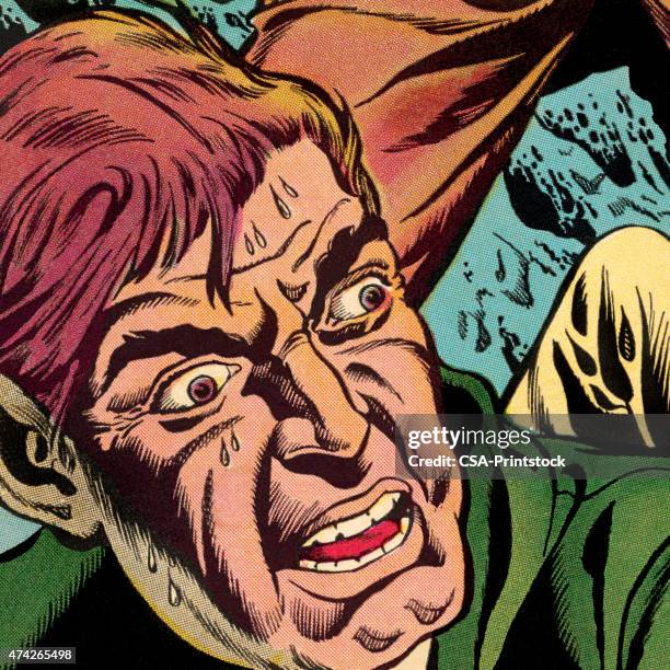 scared man sweating - sweating face stock illustrations