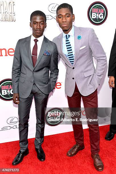 Actors Kwesi Boakye and Kwame Boateng attend the 45th NAACP Image Awards presented by TV One at Pasadena Civic Auditorium on February 22, 2014 in...
