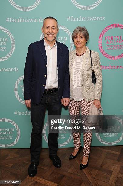 Michel Roux Junior and Giselle Roux attend the third annual Fortnum & Mason Food & Drink Awards 2015 on May 21, 2015 in London, England. The awards...