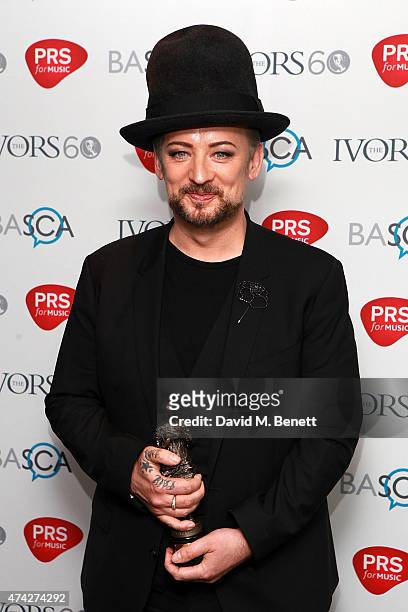 Boy George attends the 2015 Ivor Novello Awards at The Grosvenor House Hotel on May 21, 2015 in London, England.