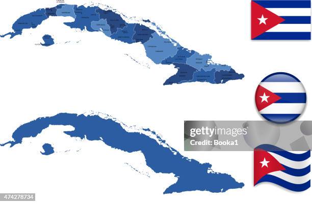 キューバマップと旗のコレクション - cuban flag点のイラスト素材／クリップアート素材／マンガ素材／アイコン素材