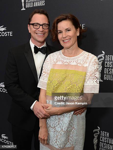 Host Joshua Malina and costume designer Melissa Merwin attend the 16th Costume Designers Guild Awards with presenting sponsor Lacoste at The Beverly...