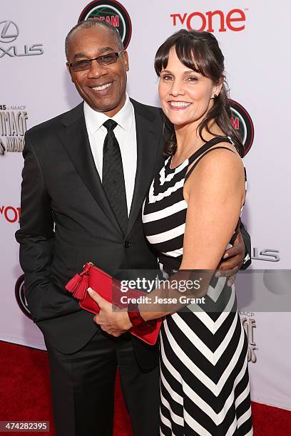 Actor Joe Morton and Christine Lietz attend the 45th NAACP Image Awards presented by TV One at Pasadena Civic Auditorium on February 22, 2014 in...