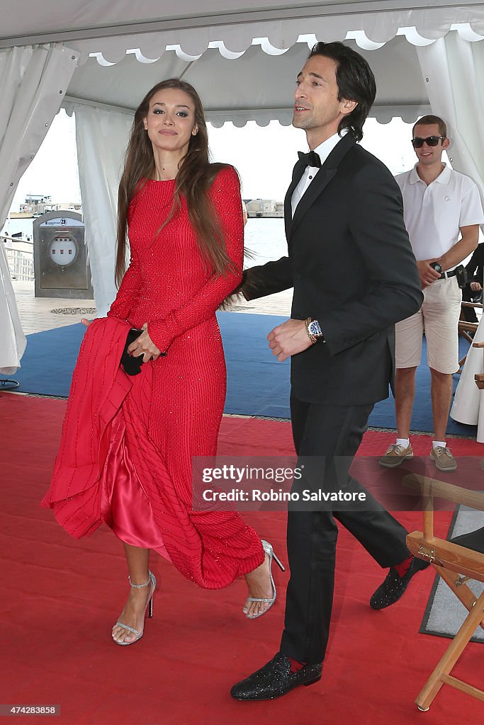 Day 9- Celebrity Sightings - The 68th Annual Cannes Film Festival - Adrien Brody and wife  Lara Leito, sighted in Cannes