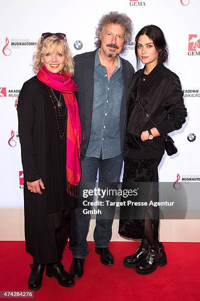 Wolfgang Niedecken, his wife Tina Golemiewski and his daughter Isis attends the GEMA Musikautorenpreis 2015 on May 21, 2015 in Berlin, Germany.