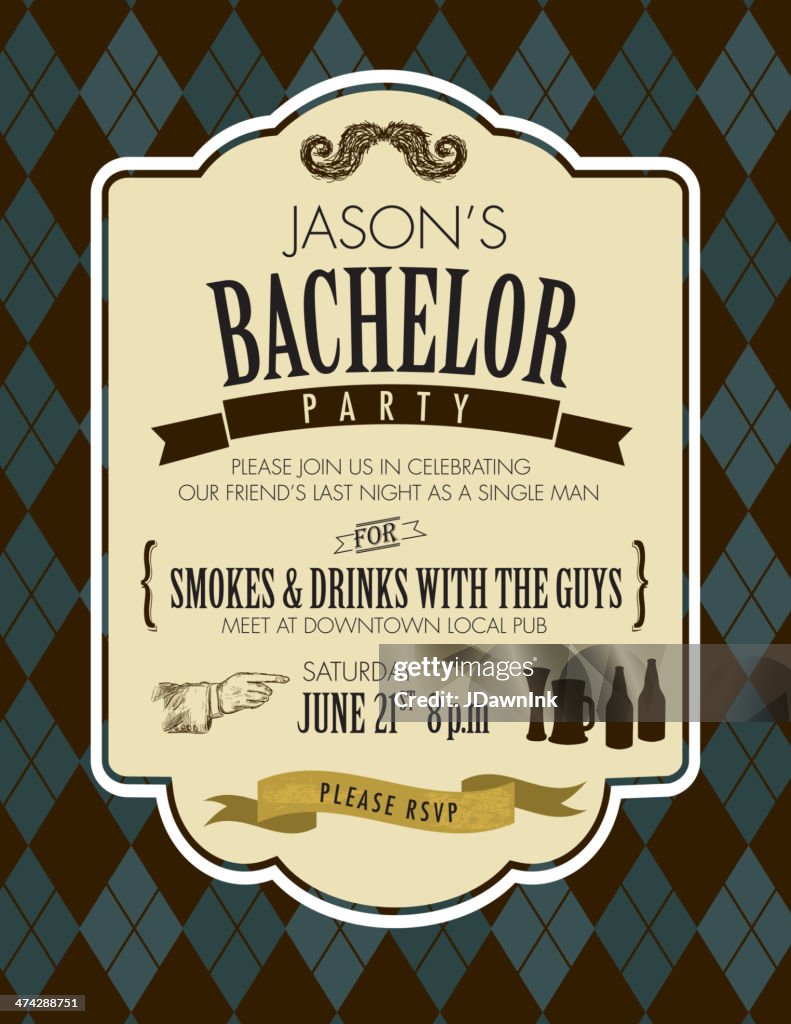 Elegant bachelor party invitation design template