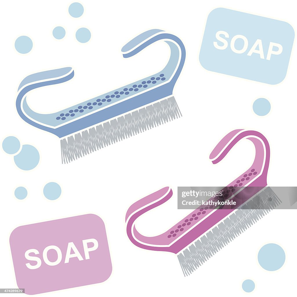 Blu e rosa manicure spazzole per pulizia