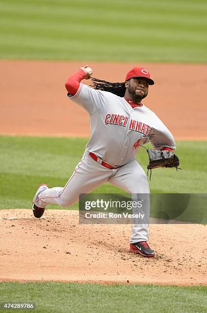 Johnny Cueto of the Cincinnati Reds pitches against the Chicago White Sox during the first game of a doubleheader on May 9, 2015 at U.S. Cellular...