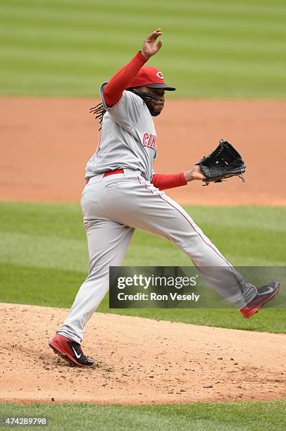 Johnny Cueto of the Cincinnati Reds pitches against the Chicago White Sox during the first game of a doubleheader on May 9, 2015 at U.S. Cellular...