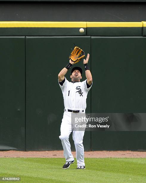 Adam Eaton of the Chicago White Sox fields against the Cincinnati Reds during the first game of a doubleheader on May 9, 2015 at U.S. Cellular Field...