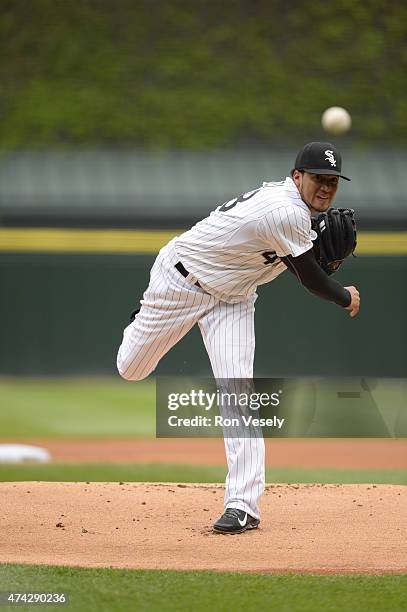Hector Noesi of the Chicago White Sox pitches against the Cincinnati Reds during the first game of a doubleheader on May 9, 2015 at U.S. Cellular...