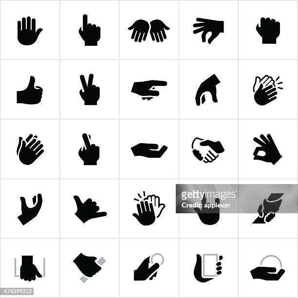 hand hinweisen und gesten icons - finger kreuzen stock-grafiken, -clipart, -cartoons und -symbole