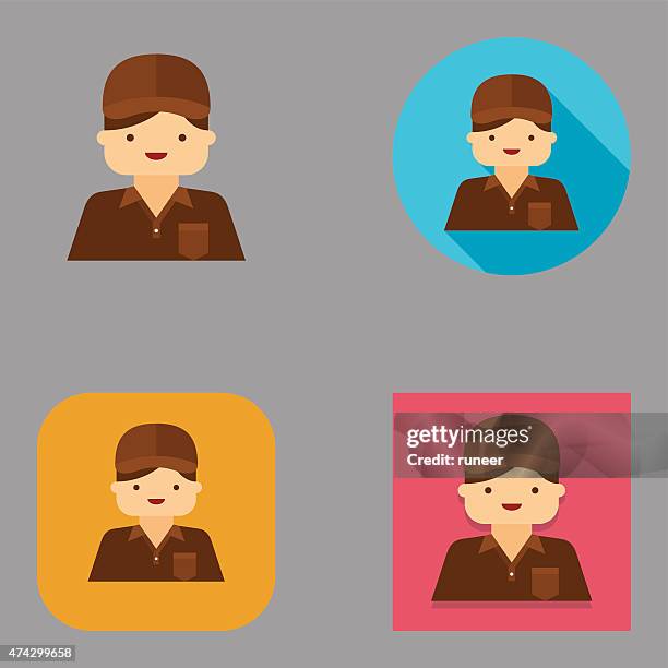 flat delivery man icon | kalaful series - dispatcher stock illustrations