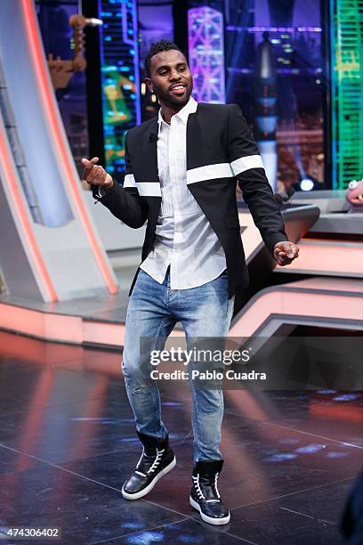 Singer Jason Derulo dancing during 'El Hormiguero' Tv Show at Vertice Studio on May 21, 2015 in Madrid, Spain.