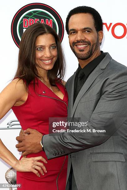 Actor Kristoff St. John and Dana Derrick attend the 45th NAACP Image Awards presented by TV One at Pasadena Civic Auditorium on February 22, 2014 in...