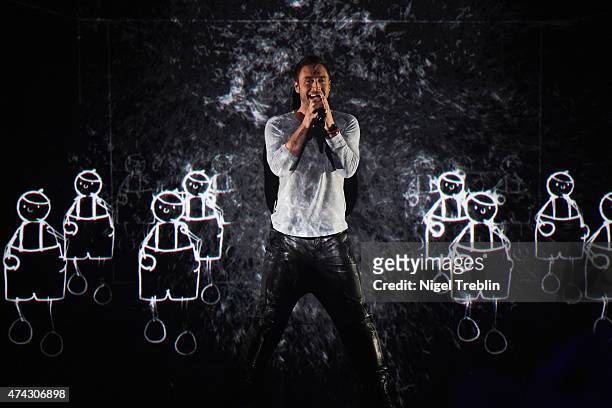 Mans Zelmerloew of Sweden performs on stage during the second Semi Final of the Eurovision Song Contest 2015 on May 21, 2015 in Vienna, Austria. The...