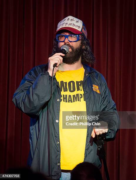 Actor/comedian Judah Friedlander performs at the Comedy Mix during the Northwest Comedy Fest on February 15, 2014 in Vancouver, Canada.