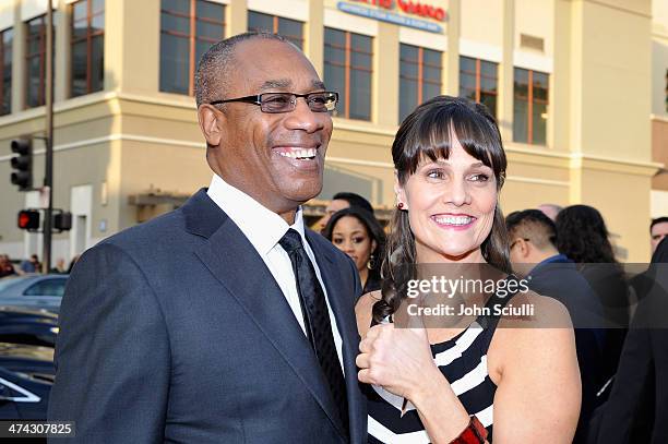 Actor Joe Morton and Christine Lietz attend the 45th NAACP Image Awards presented by TV One at Pasadena Civic Auditorium on February 22, 2014 in...