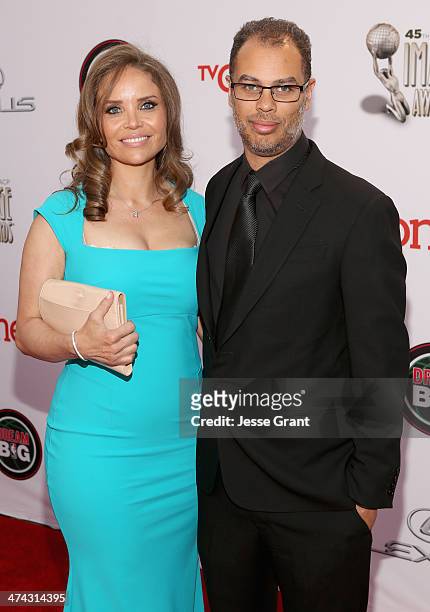 Producer Jesse Collins and guest attend the 45th NAACP Image Awards presented by TV One at Pasadena Civic Auditorium on February 22, 2014 in...