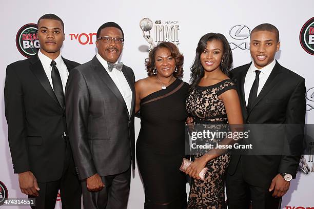 Judge Greg Mathis , wife Linda Reese and family attend the 45th NAACP Image Awards presented by TV One at Pasadena Civic Auditorium on February 22,...