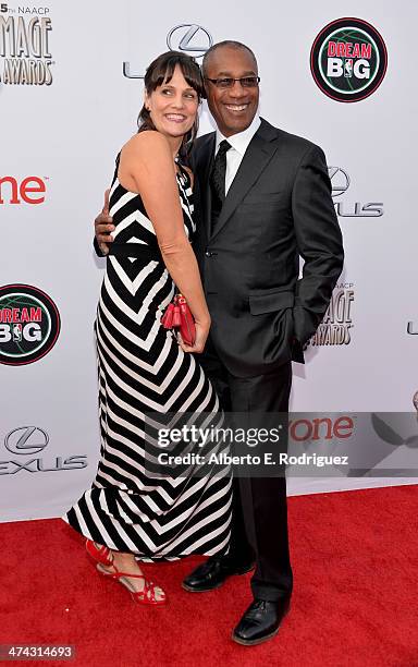 Actor Joe Morton and Christine Lietz attend the 45th NAACP Image Awards presented by TV One at Pasadena Civic Auditorium on February 22, 2014 in...